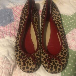 Kate Spade Animal Print Flats with Red Accents